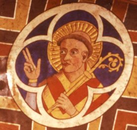 Saint Benoît, médaillon de la voûte de l’église Notre-Dame du Bourg (XIVe siècle) ancien prieuré bénédictin, Rabastens